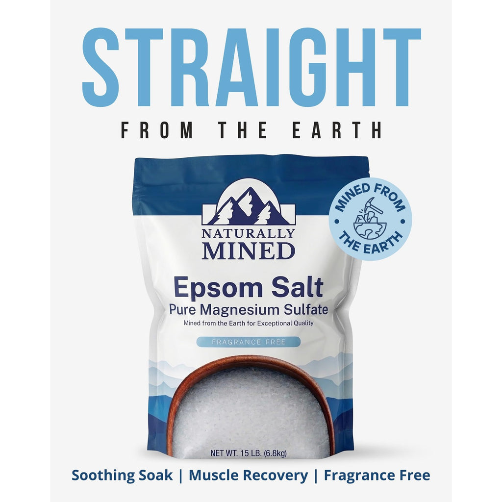 Naturally Mined Epsom Salt 15 lb Bulk, Pure Magnesium Sulfate, Unscented