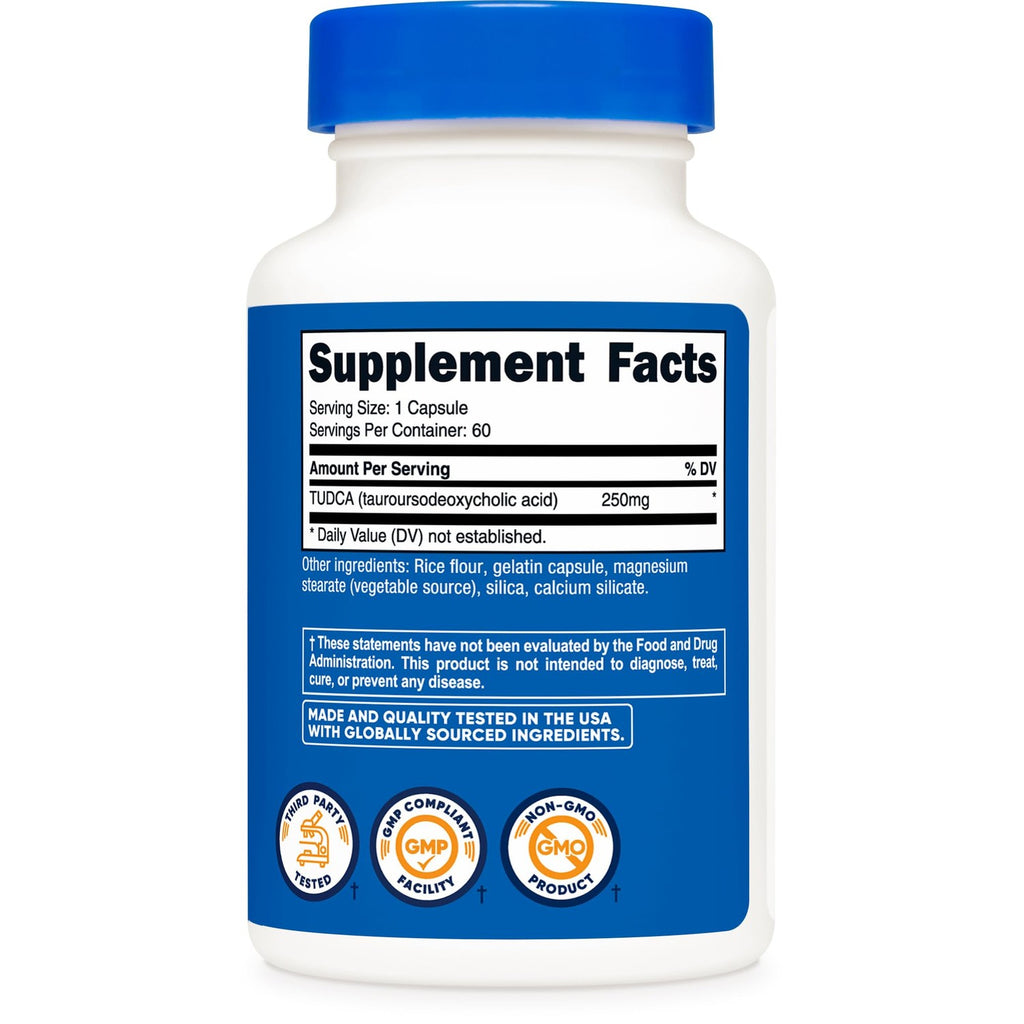 Nutricost Tudca 250mg, 60 Capsules (Tauroursodeoxycholic Acid) Gluten Free | GMO-Free