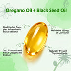 BEWORD Oil of Oregano with Black Seed Oil, 560 Softgels, 9000mg Per Serving | 2-in-1 Oregano Supplement for Immune Health with High Carvacrol & Thymoquinone | Plant-Based, Non-GMO
