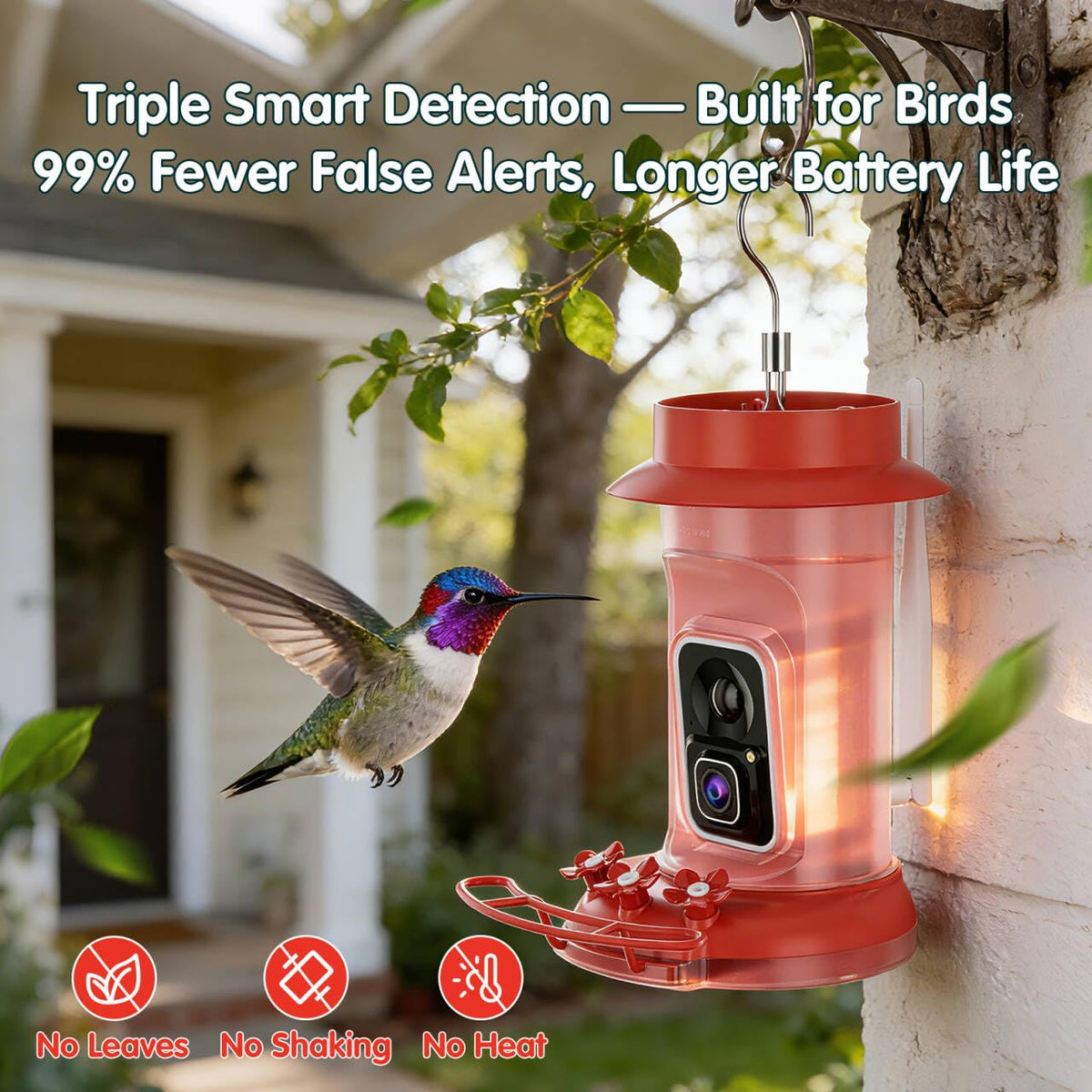 4K Hummingbird Feeder with Camera,No Subscription,Solar Powered