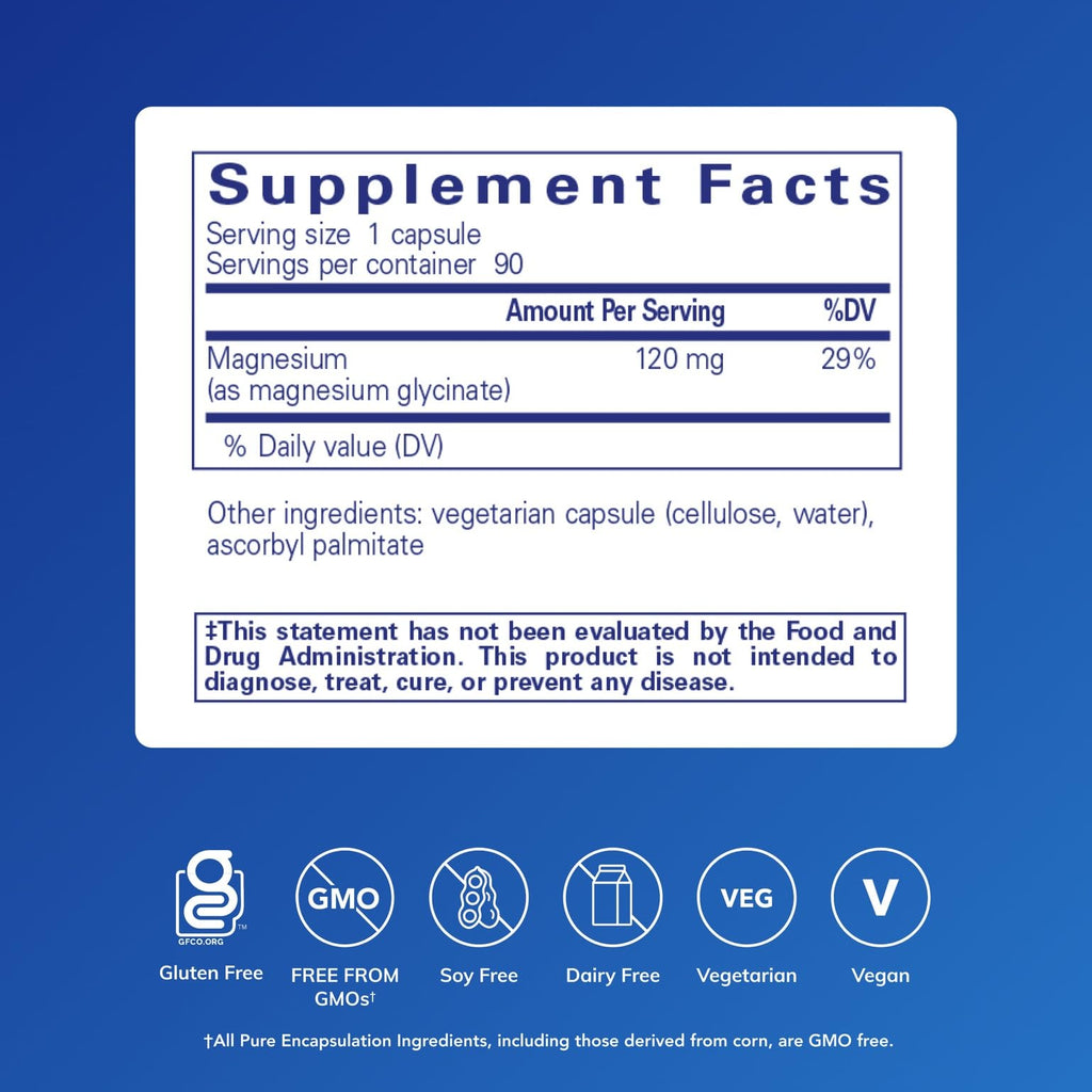 Pure Encapsulations Magnesium (Glycinate), 90 Capsules | Supplement to Support Stress Relief, Sleep, Heart Health, Nerves, Muscles, and Metabolism*, with Magnesium Glycinate