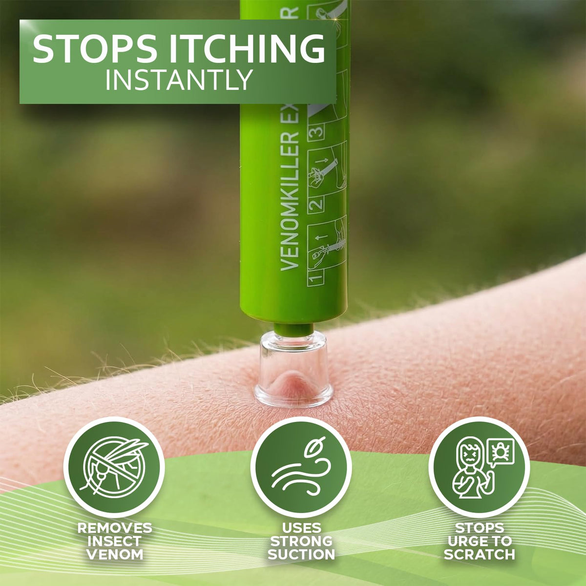 VENOMKILLER Extractor Mosquito Bite Relief Suction Tool - Bug, Insect, Wasp, Snake and Bee Sting Sucker - Just the Thing Needed for Treatment to Stop Itching After Bites - Alternative to Pen Clicker