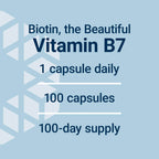Life Extension Biotin, Vitamin B7, 600 mcg, 100 Capsules