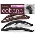 Cobana Banana Clip – Large 6'' Volumizing Hair Clip for Medium to Thick Hair – Secure Hold, No Crease, No Breakage – Hair Accessories for Women, Set of 2 (Black and Brown)