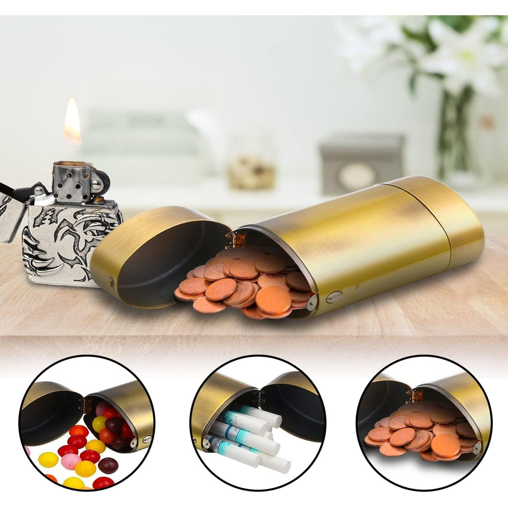 Buy now Oval Metal Cigarette case for 100's Can Hold a Small Lighter Suitable for 20 100's Cigarette case Coin case Pill case (Bronze) at indiglob india