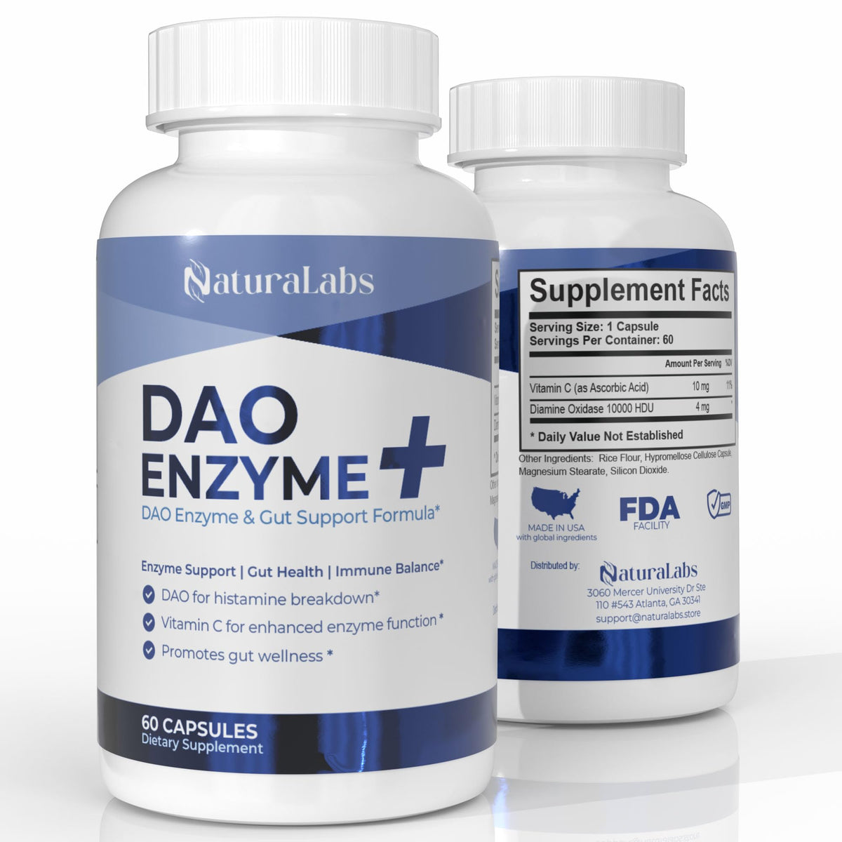DAO Supplements Histamine Blocker – DAO Enzyme + VIT C, Gut Support 60ct