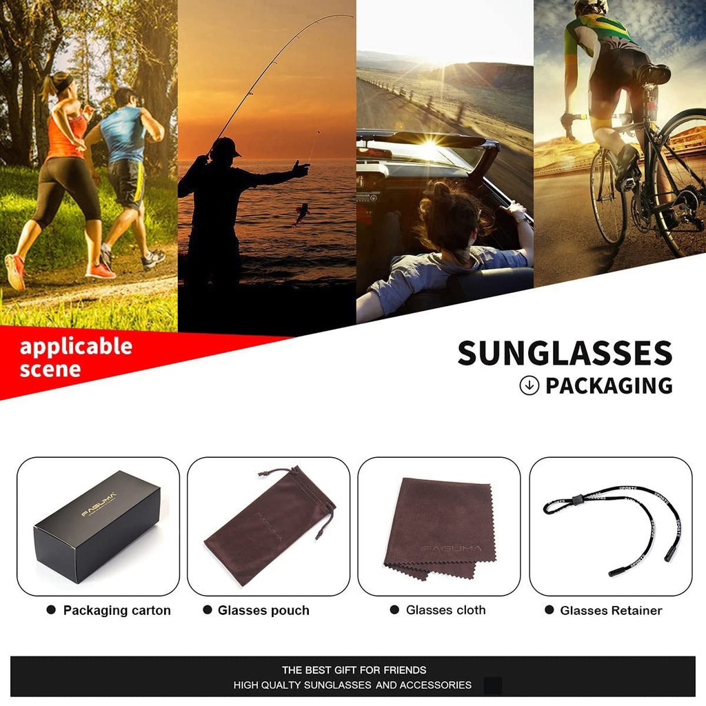 Buy now FAGUMA Sports Polarized Sunglasses For Men Cycling Driving Fishing UV400 Protection at indiglob india
