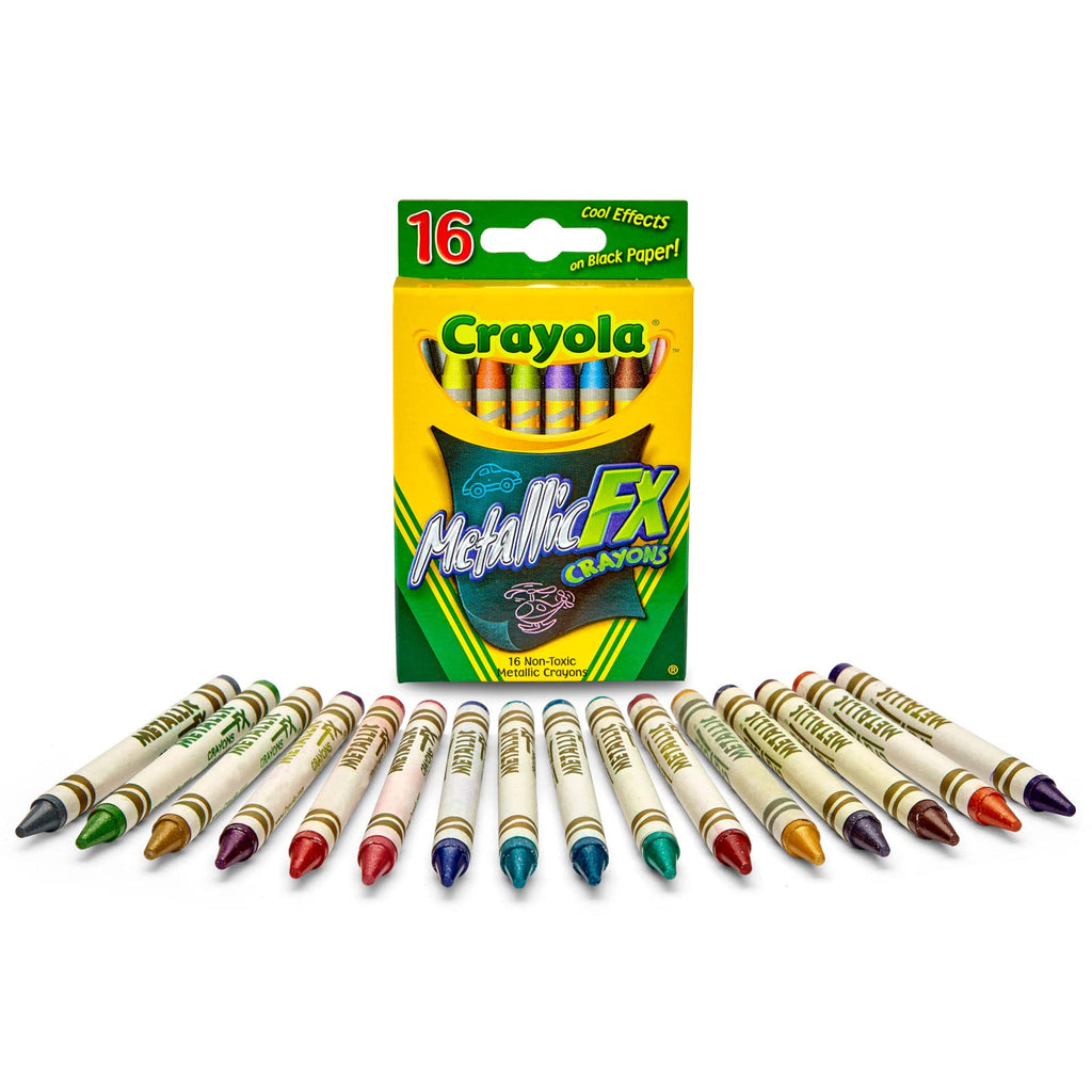 Buy now Crayola Metallic Crayons (16ct), Kids Crayons for Coloring and Drawing, Glitter, Shiny, and Unique Colors, Gift for Kids, Nontoxic, 3+ at indiglob india