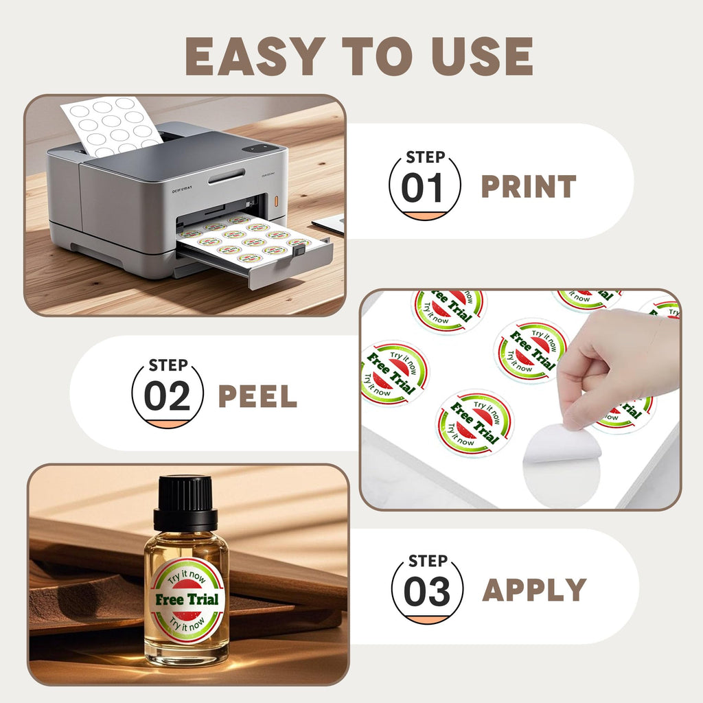 A-SUB 2 inch Round Labels for Inkjet & Laser Printer, 360 Pcs