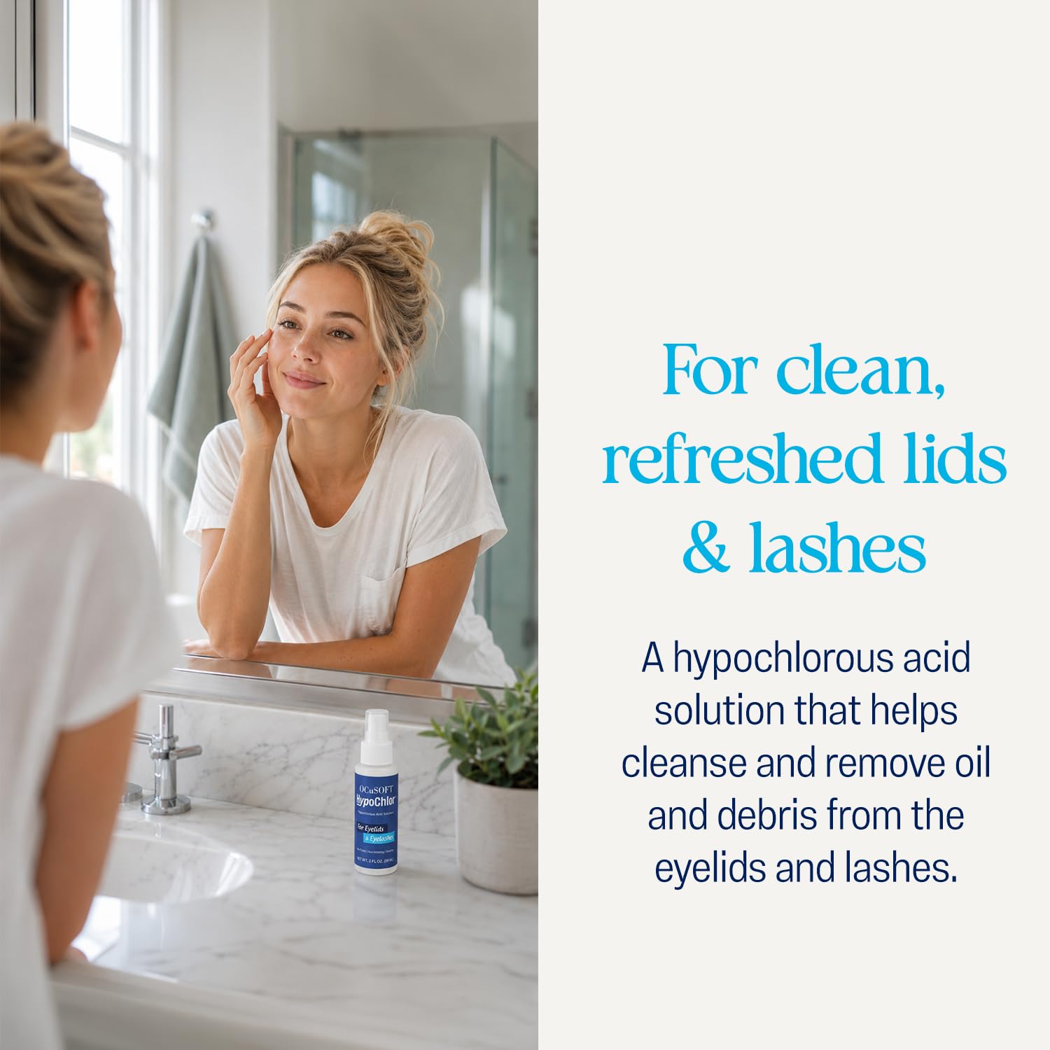 OCuSOFT HypoChlor Spray - Non-Irritating Hypochlorous Acid Spray & Eyelid Cleanser Solution to Remove Oil & Debris- 2 fl oz | Eyelid Spray for Irritated Eyelids Associated with Blepharitis, Dry Eyes, Meibomian Gland Dysfunction and Styes
