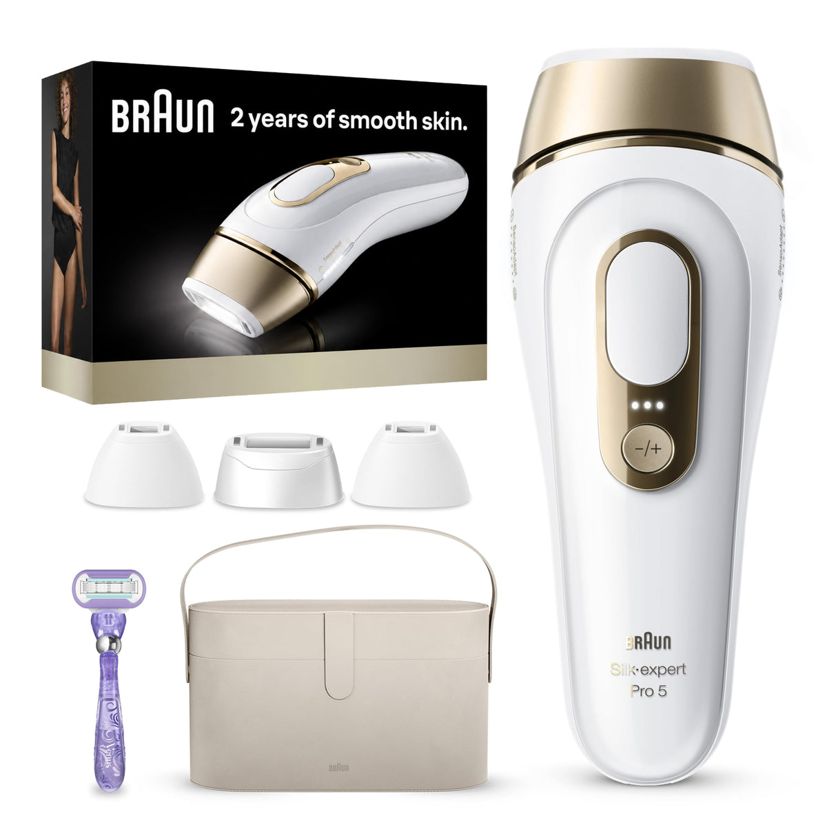 Braun IPL, Silk·Expert Pro 5, IPL Hair Removal for Women and Men, Permanent Laser Hair Reduction At-Home, 4 Heads, IPL5347