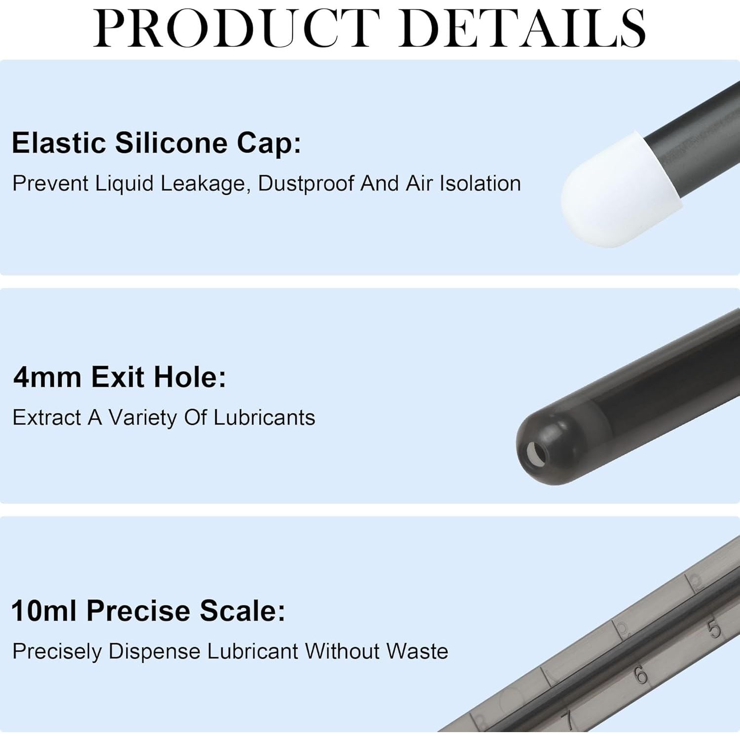 Buy now [2Pack+Storage Bag] Lube Applicator Syringe with 10ml Precise Scales, 6.5" Anal Lube Shooter with Air-Proof Silicone Cap Reusable Lubricant Tube Applicator for Women, Men & Couples, Black at indiglob india
