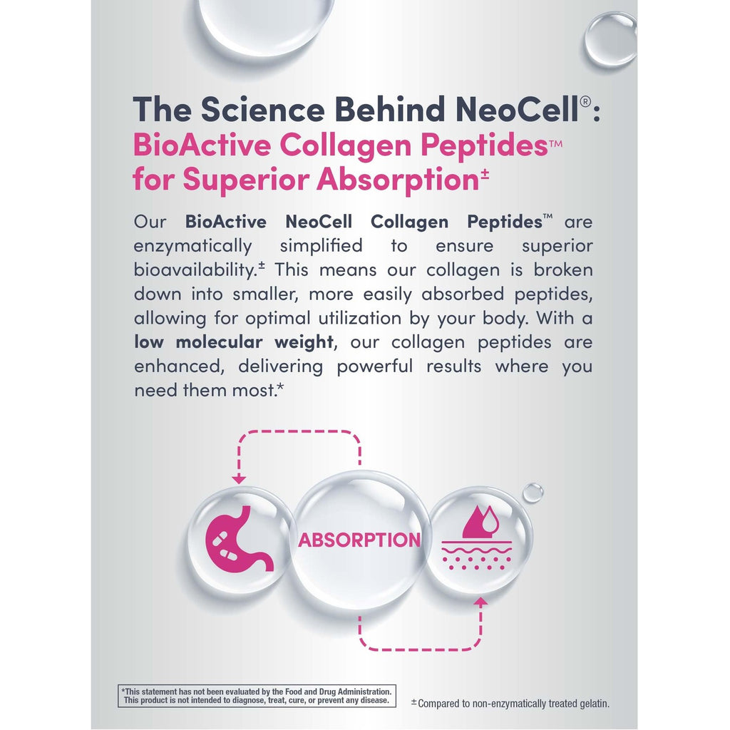 NeoCell Collagen Peptides Pills | 270 Caplets | with Vitamin C and Biotin | Grass Fed Bovine | Hair, Skin, & Nails | for Women and Men
