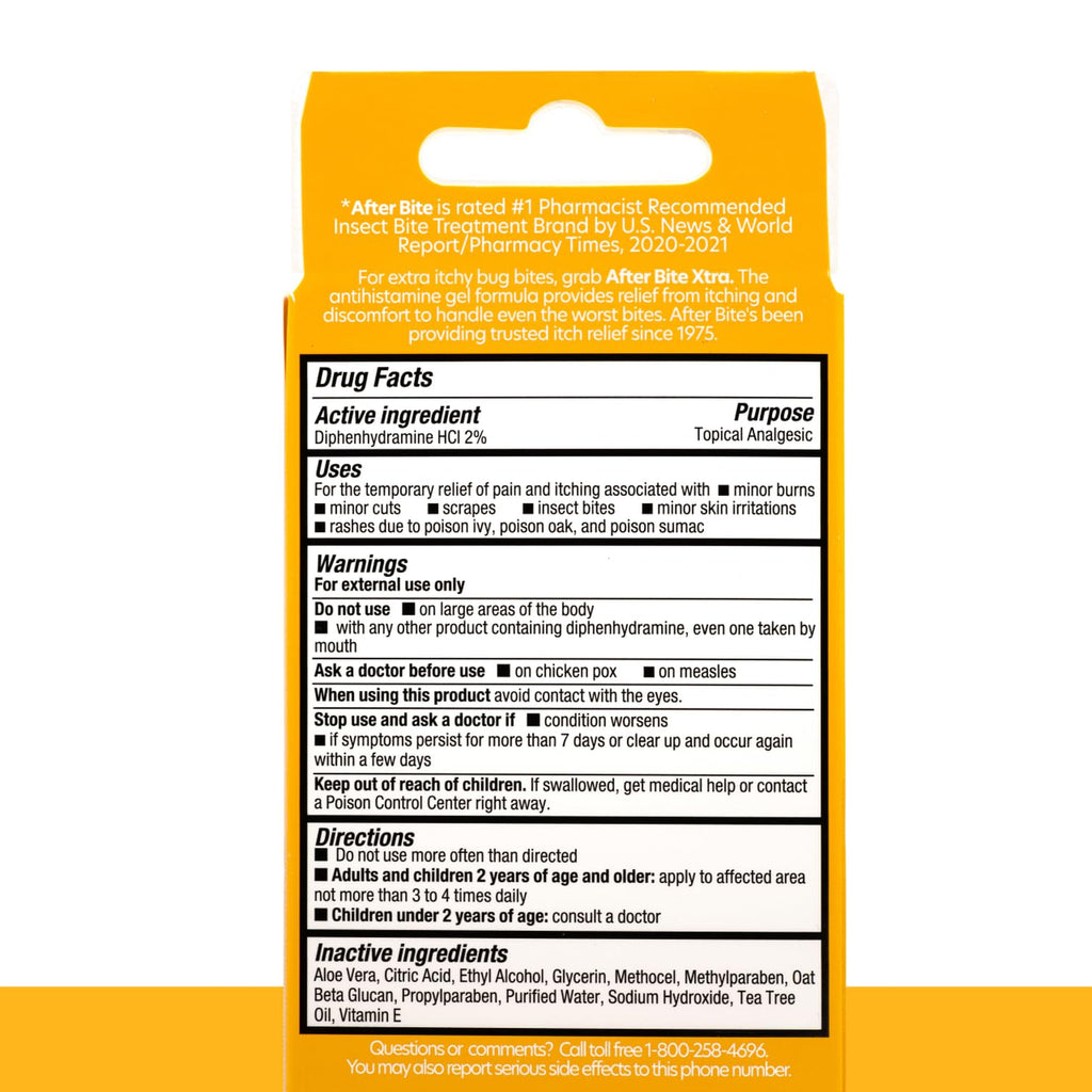 After Bite Xtra Bug Bite Itch Relief, Diphenhydramine HCl Gel Formula, 4Pk