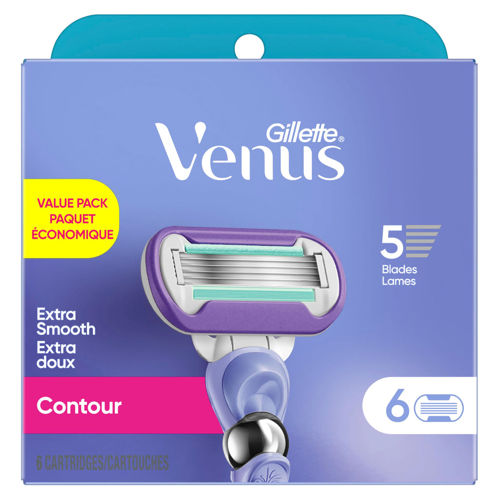 Gillette Venus Deluxe Smooth Swirl Womens Razor Blade Refills, 6 Count, Moisture Ribbon to Protect Against Irritation