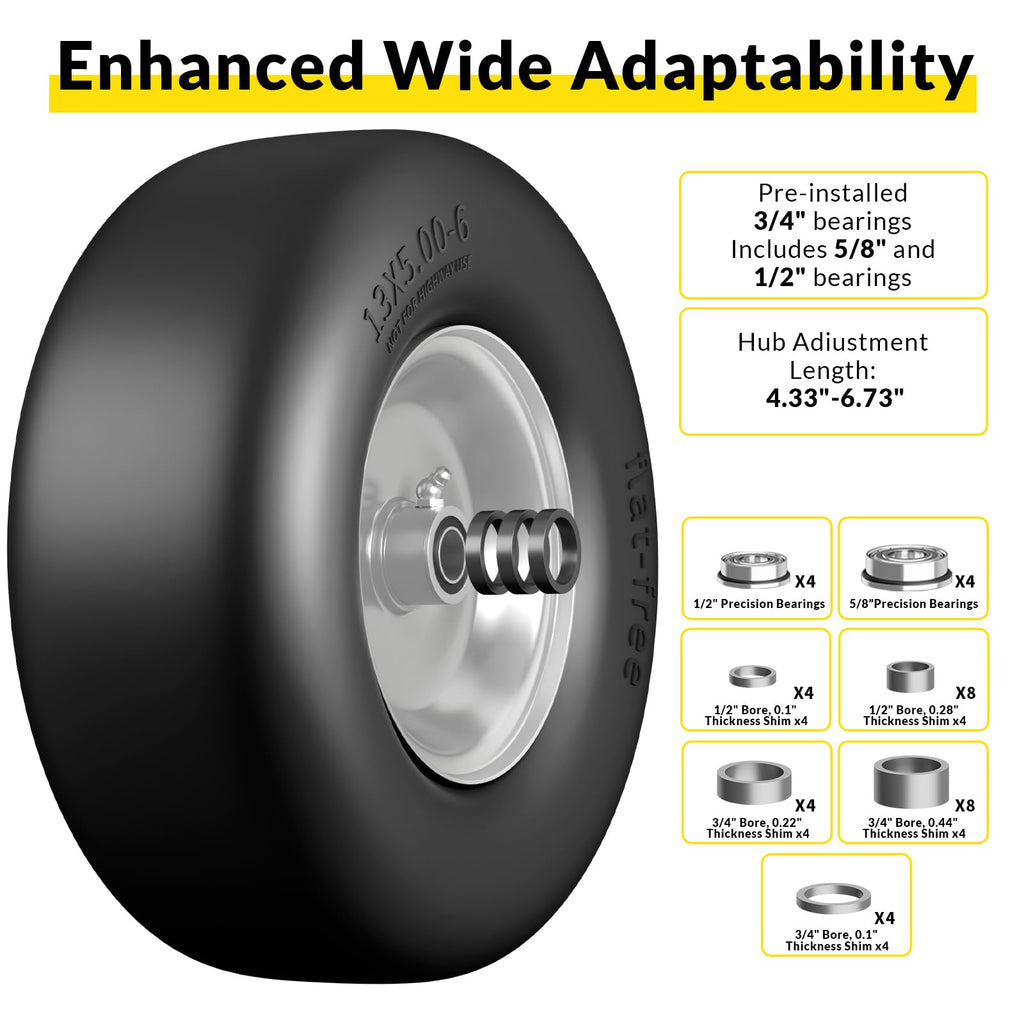 RONPOW 13x5.00-6 Flat Free Zero Turn Lawn Mower Tires, 500 lbs Load