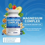Lumine Magnesium Complex Supplement - Advanced 8-in-1 Elemental 1000mg- Glycinate, Citrate, Malate, Taurate, Chelated for Easy Absorbed, Energy-Restoring, 90 Capsules