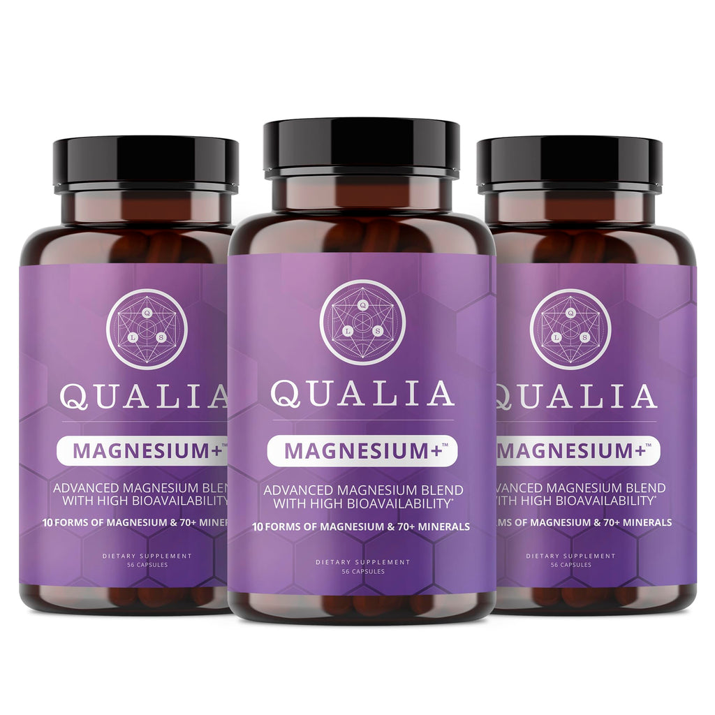Qualia Magnesium Supplement with Glycinate, 10 Forms and 70+ Minerals | Magnesium complex for women & men with citrate & taurate, for sleep & muscle recovery; clinically studied, high absorption