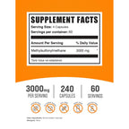 BulkSupplements.com MSM Capsules - Methylsulfonylmethane, MSM 3000mg - Joint Supplements, Gluten Free, 4 Capsules per Serving, 240 Count (Pack of 1)