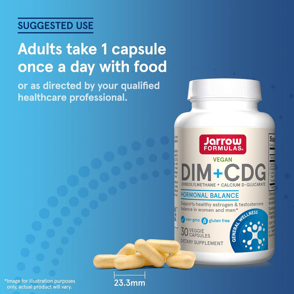 Buy now Jarrow Formulas - DIM + CDG Veggie Capsules - 30 Count - DIM & CDG Supplement - For Hormone Balance - Non-GMO - Gluten Free at indiglob india