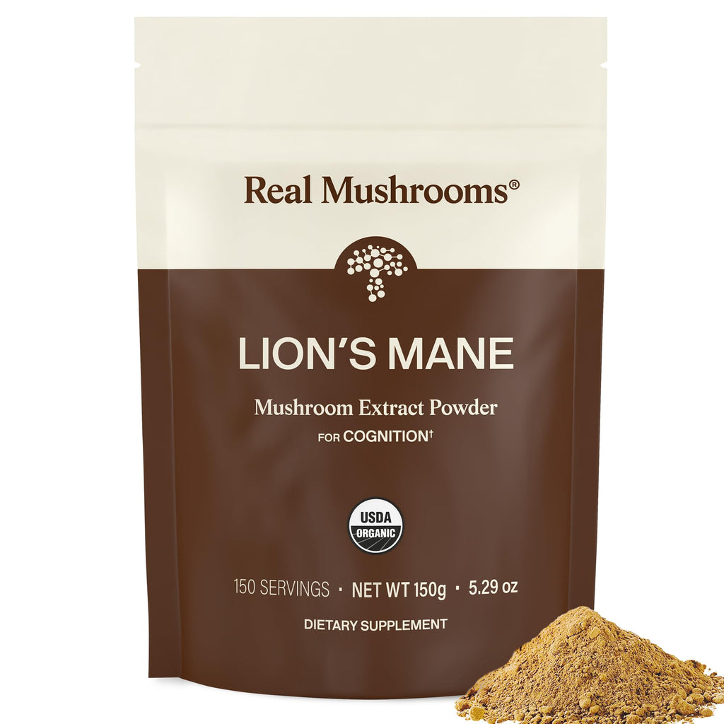 Buy now Real Mushrooms Lions Mane Mushroom Supplement - Organic Lions Mane Extract Powder for Overall Wellness with Adaptogens â€“ Functional Vegan, Non-GMO Blend with 60 Servings at indiglob india