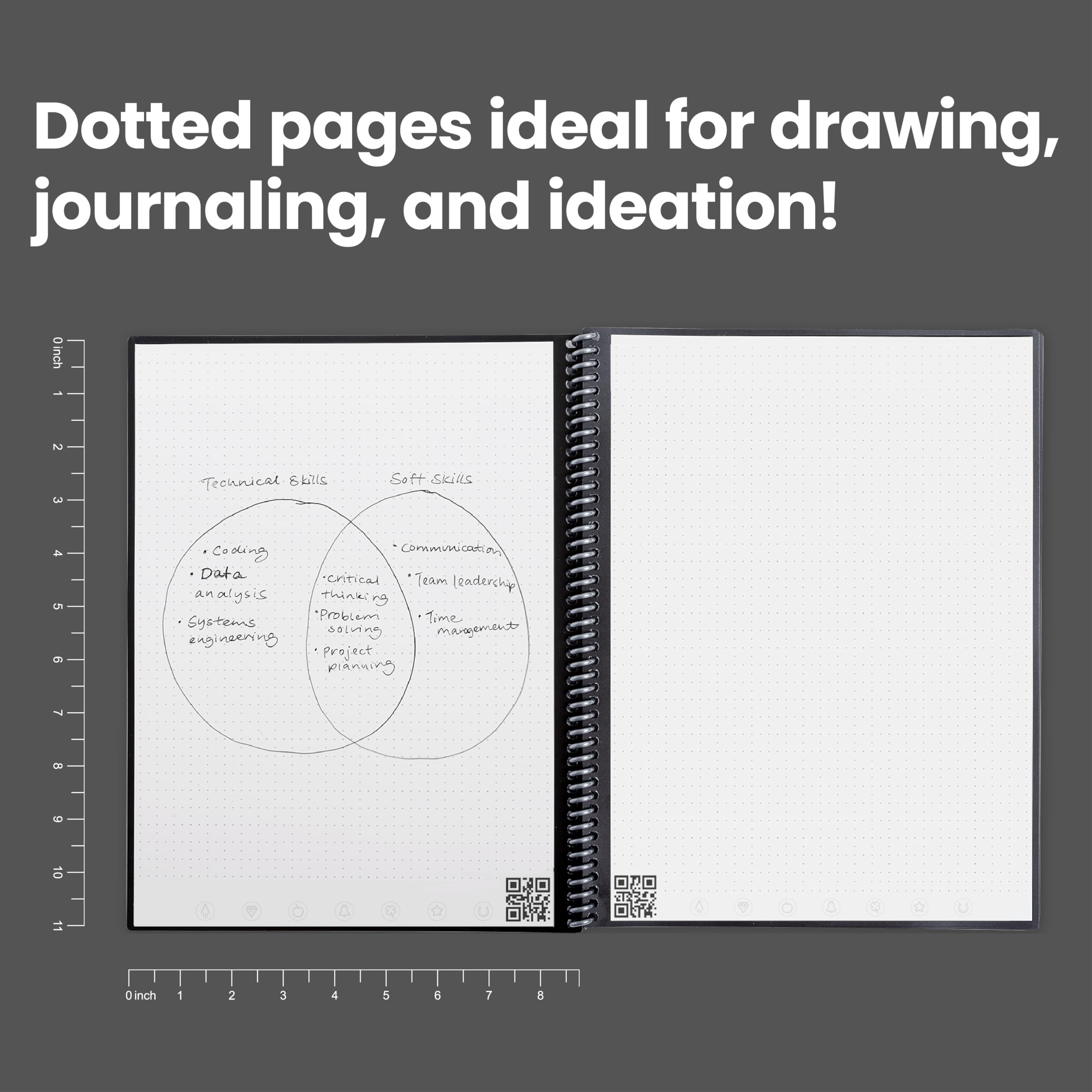 Buy now Rocketbook Core Reusable Spiral Notebook, Letter Size 8.5x11, Black - Dotted Pages, App-Connected, Erasable, Durable Cover, Ideal for School, Work, and Creative Projects at indiglob india