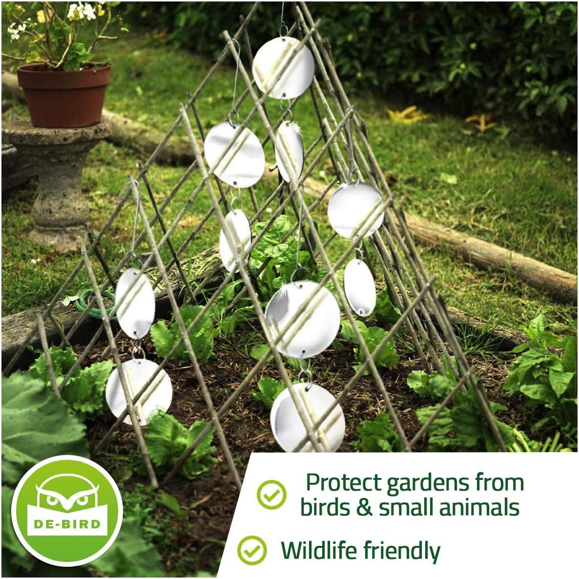 Buy now De-Bird Reflective Diverter Discs Bird Deterrents for Outside - 8-Pack, Silver Acrylic, Garden Style - Easy to Install with Swivel Action, Reflective Shine & Humane Bird Repellent Devices Outdoor at indiglob india
