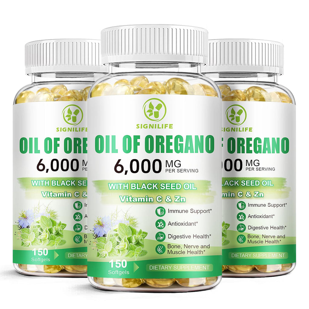 Oil of Oregano with Black Seed Oil, 6000mg/Serving, 150 Softgels | Oregano Oil Capsules for Immune Support with High Carvacrol & Thymoquinone, Antioxidant, Non-GMO, Gluten Free