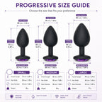 3PCS Silicone Jeweled Anal Butt Plug Training Set, Black