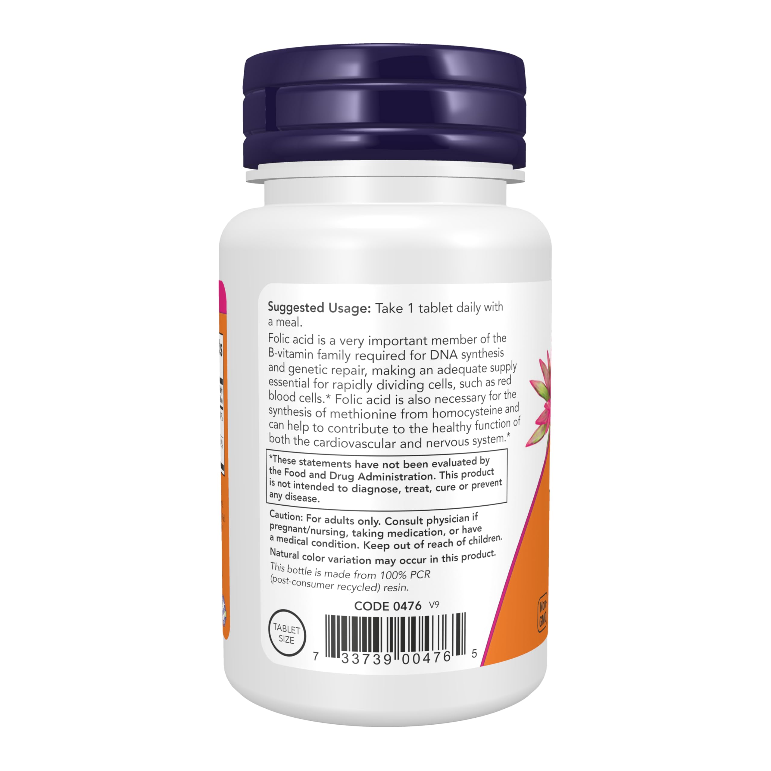 Buy now NOW Foods Folic Acid 800 mcg Tabs (Pack of 2) at indiglob india