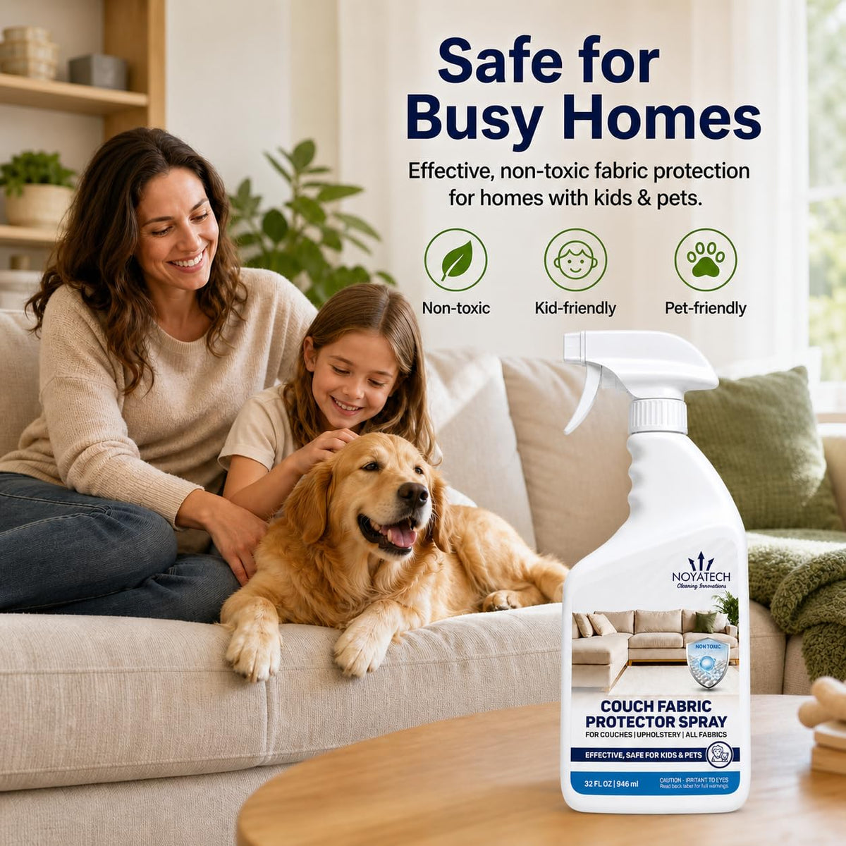 NOYATECH Fabric Protector Spray, Couch Upholstery Stain Guard, 32 oz