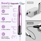 COSLUS C20 Cordless Nail Drill Electric File: Portable All-in-One Kit | Professional for Acrylic Gel Dip Powder Nails, Rechargeable Manicure & Pedicure Machine, Salon Home, Lightweight, Purple