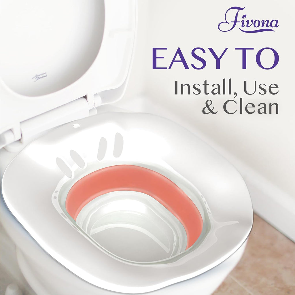 Buy now Fivona Sitz Bath for Toilet Seat Postpartum and Hemorrhoids Care - Yoni Steam Seat - Foldable Basin for Epsom Salt Soak - Portable Bidet BPA Free Temperature Resistant - Universal Fit - Pink at indiglob india