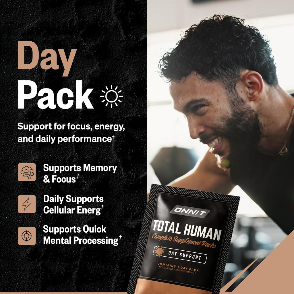 ONNIT Total Human Daily Multivitamin Packs for Men & Women, 30-Day Supply | Comprehensive day & night capsule packs; vitamins, minerals & herbs for daily wellness; 60 packs, 30-day supply, men & women