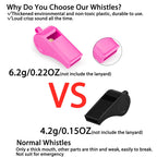 Loud Sports Whistle with Lanyard – High-Pitched Pink Plastic Whistles for Coaches, Outdoor Safety, Dog Training, Party Favors