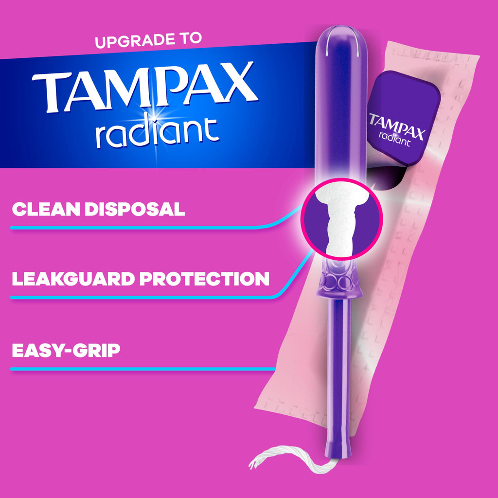 Tampax Pearl Tampons Multipack, with LeakGuard Braid, Super/Super Plus/Ultra Absorbency, Up to 100% Leak and Odor Free Protection, Unscented, 45 Count