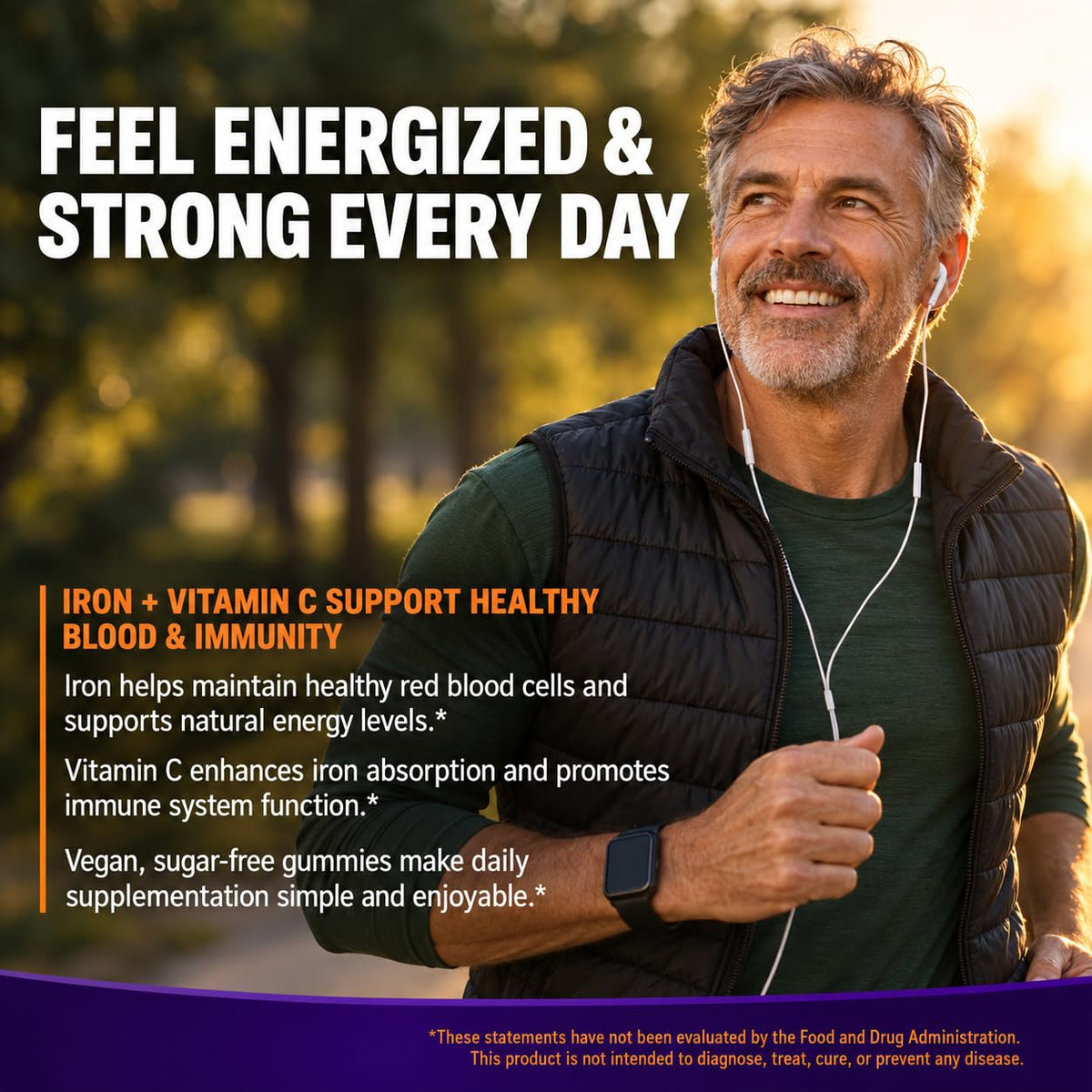 New Elements Iron Gummies 40mg with Vitamin C 100mg – Best Iron Supplement for Women, Men & Adults – Free Blood Builder for Anemia – Immune Support & Energy Booster | Fruit Pectin | Vegan | Non-GMO