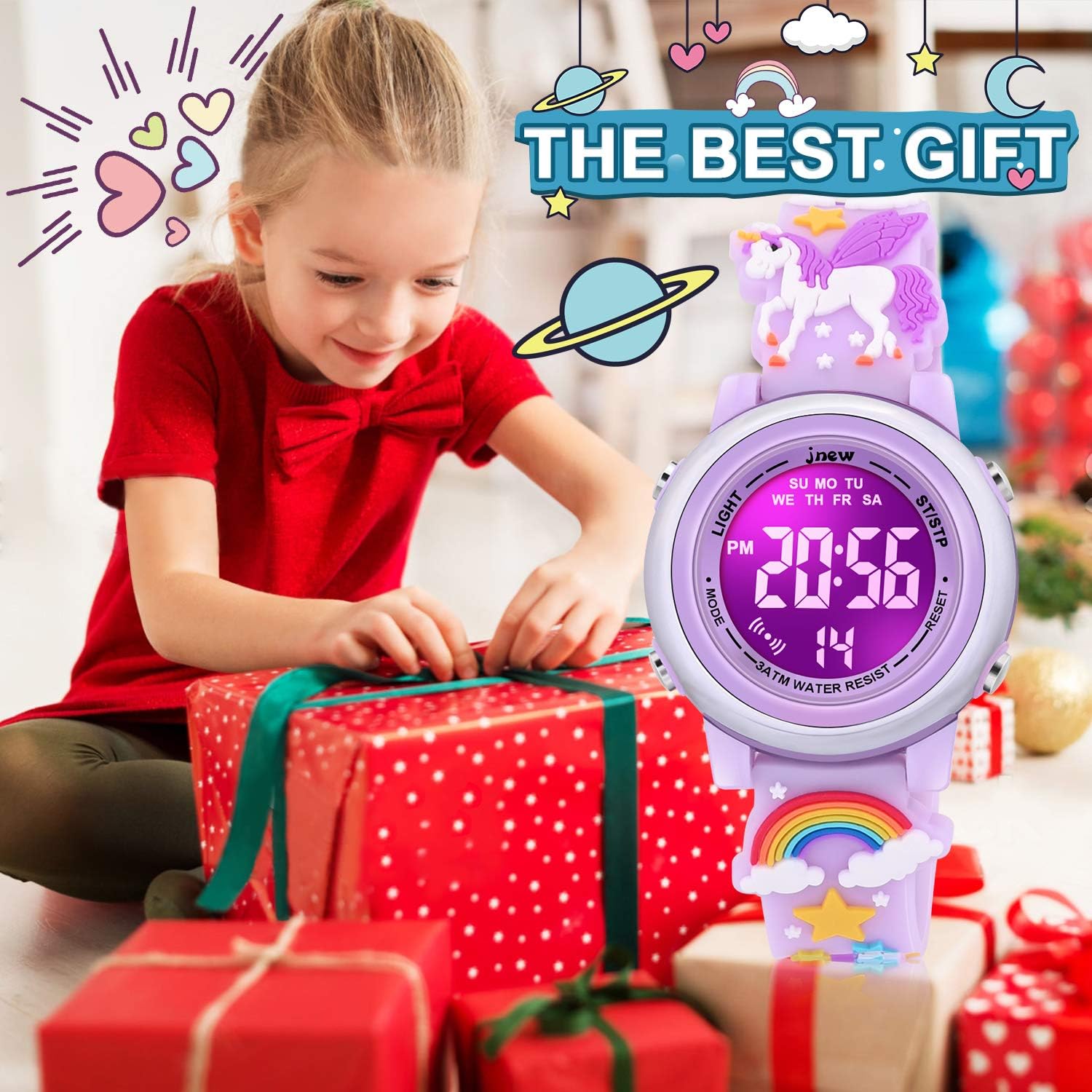 Buy now 3D Cartoon Waterproof Watches for Girls with Alarm - Best Toys Gifts for Girls Age 3-12 at indiglob india