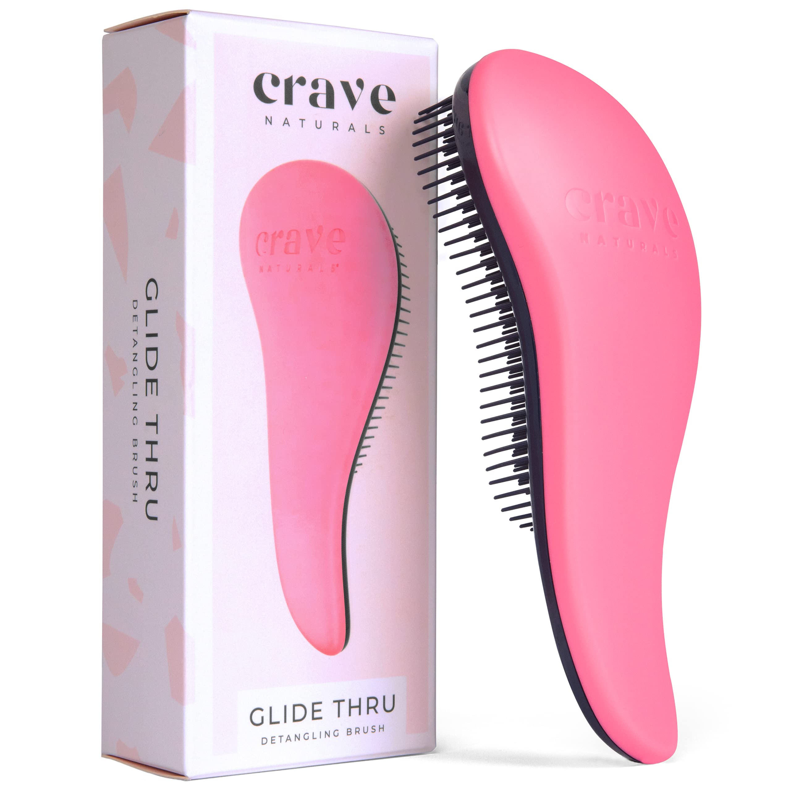 Buy now Crave Naturals Glide Thru Hair Brush - Detangler Brush for Curly, Straight, Wet or Dry Hair - Gentle Detangling Brushes for Adults, Kids, Toddlers - Hair Accessories for Women, 7.5x3" - Pink 1 Pack (Regular) Pink at indiglob india
