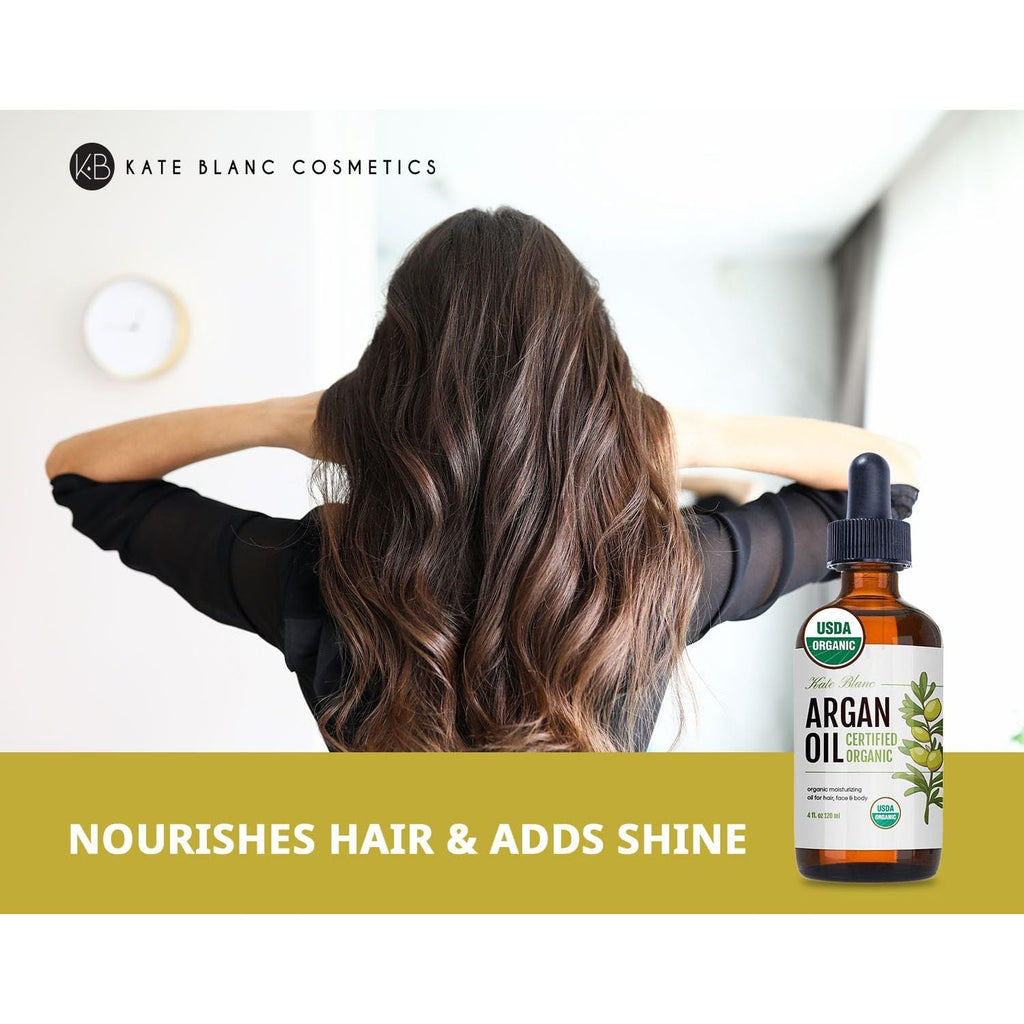 Buy now Kate Blanc Cosmetics Argan Oil for Hair, Face & Skin from Morocco (4oz, USDA Certified Organic, Cold Pressed & 100% Pure, Light) at indiglob india