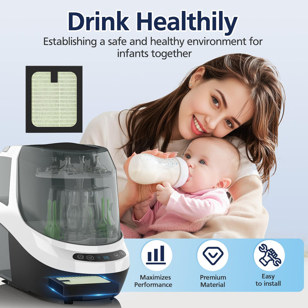 4 Pack HEPA Filter Replacement for Baby Brezza Baby Bottle Washer Pro