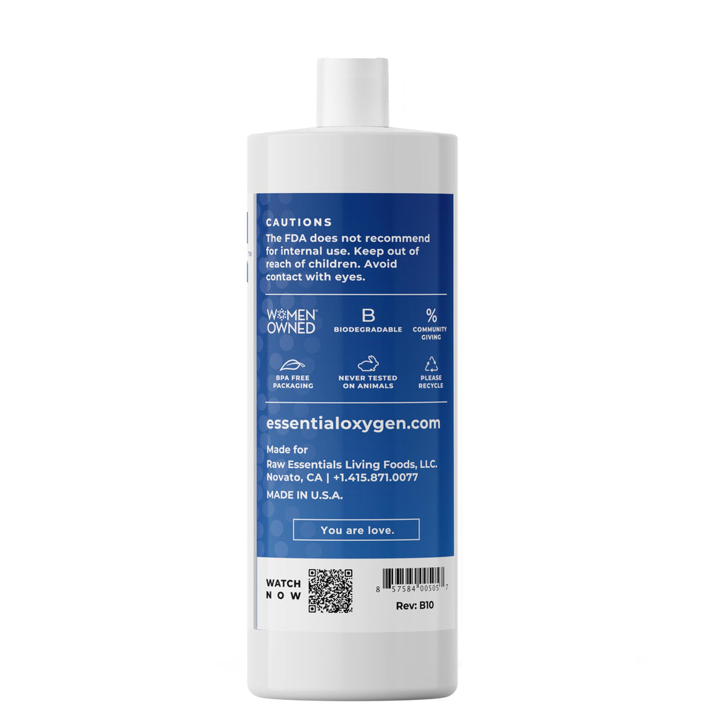 Essential Oxygen Food Grade Hydrogen Peroxide 3%, Natural Cleaner, Refill, 32 Fl Oz