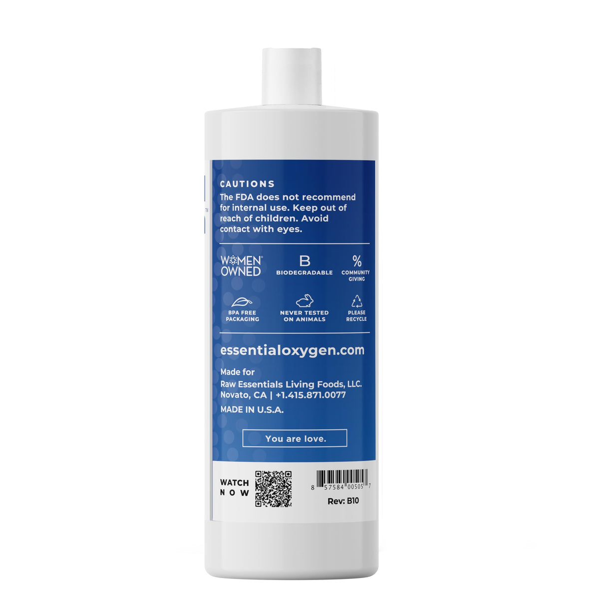 Essential Oxygen Food Grade Hydrogen Peroxide 3%, Natural Cleaner, Refill, 32 Fl Oz