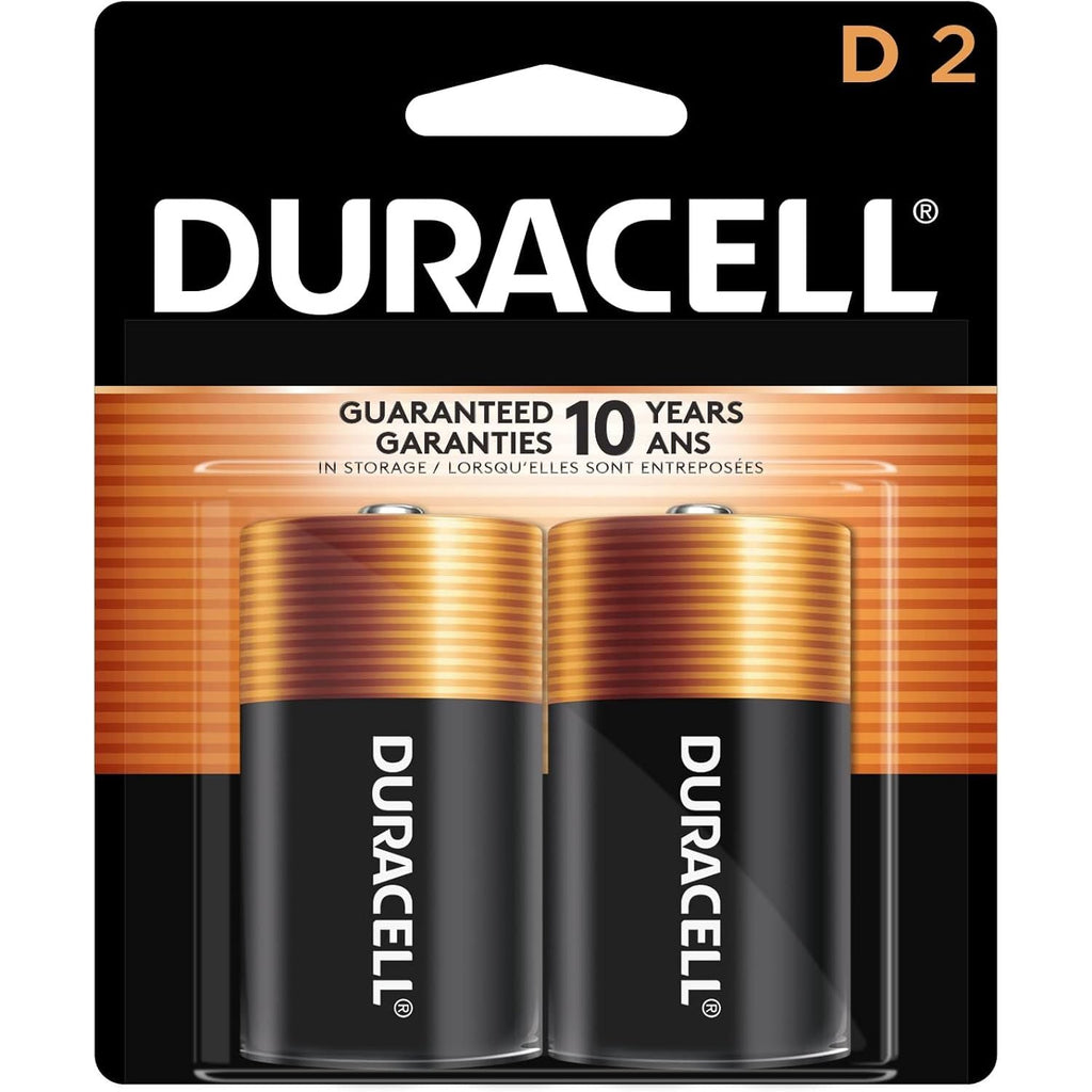Buy now Duracell Coppertop D Batteries, 2 Count (1 Pack), D Battery with Long-lasting Power, All-Purpose Alkaline Battery for Household and Office Devices at indiglob india
