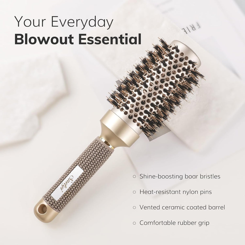 Buy now Round Brush for Blow Drying, Nano Thermal Ceramic & Ionic Tech Hair Brush with Boar Bristles, Professional Round Barrel Brush for Styling, Curling & Straightening by Sndyi (2.9 Inch, Barrel 1.7 Inch) at indiglob india