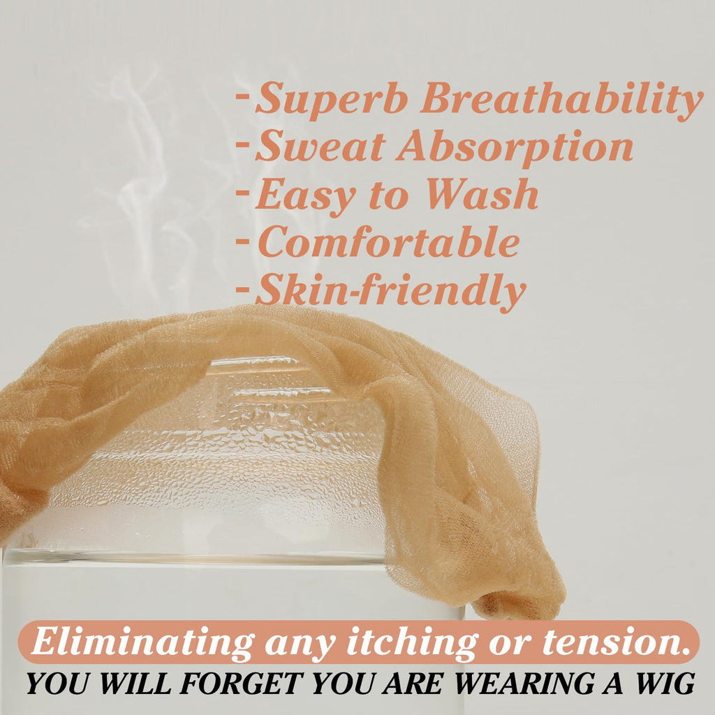 BEEOS Skinlike HD Wig Cap, 4 Pieces Invisible and Sheer Breathable Ultra-thin Stretchy Stocking Caps for Lace Front Wigs