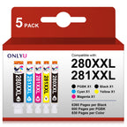 ONLYU 280XXL 281XXL Compatible for Canon Ink 280 and 281 Cartridges PGI-280XXL CLI-281XXL for Canon TR8620a Ink Cartridges for Pixma TR8620 TR8620a TS6320 TR7520 TS6120 TS6220 TS8220 TS9520 (5 Pack)