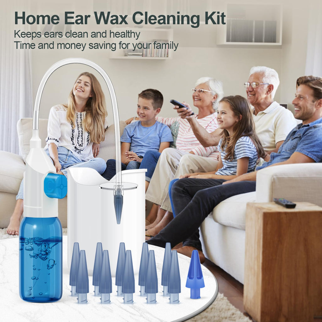 Ear Wax Removal Kit, Ear Cleaning Kits Manual Safe Ear Irrigation Flushing System, Effective Ear Cleaner Earwax Removal Kit, Ear Wax Removal Tool with Ear Basin and 10 Ear Tips