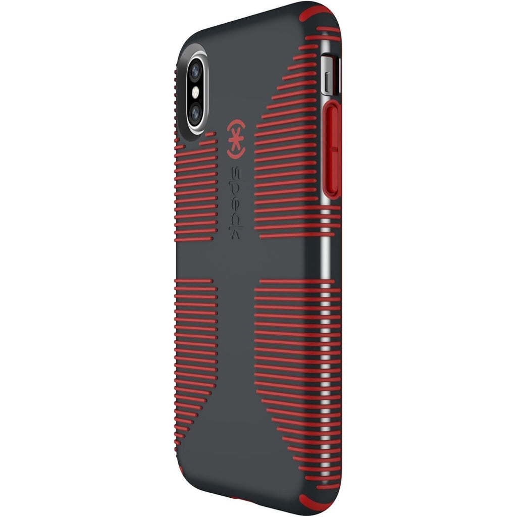 Buy now Speck Products CandyShell Grip Cell Phone Case for iPhone XS/iPhone X - Charcoal Grey/Dark Poppy Red at indiglob india