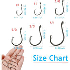 Buy now Fish Hooks for Fishing Gear Tackle, 150PCS Circle Hooks Saltwater, 6sizes Fishing Hooks Saltwater, Catfish Octopus Hook 1/0 2/0 3/0 4/0 5/0 6/0 Black High Carbon Steel with Portable Plastic Box at indiglob india